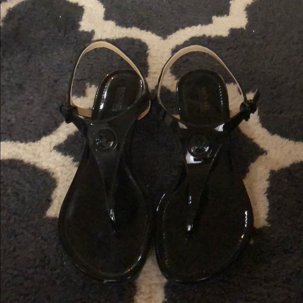 Michael Kors Black Patent Leather Sandals- 8